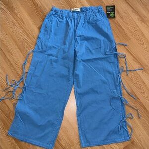 NWT Love Trends Wide Leg Pants Blue Side Tie Size Large